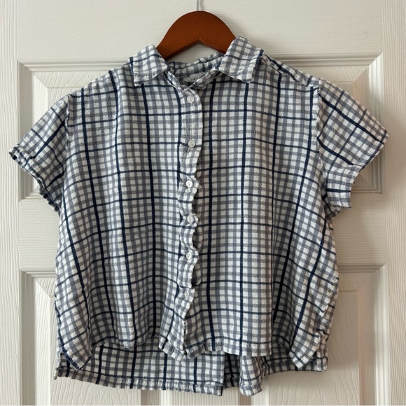 Jane and Delancey Tops - Jane and Delancey Blue and White Plaid Top